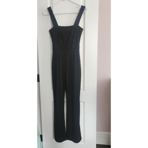 NWT Sage The Label Icon Square Neck Jumpsuit Black Straight Leg Size Small - Picture 2 of 11